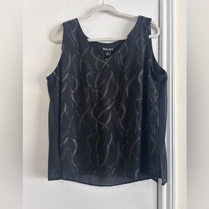 Dana Kay Black and Silver Patterned Blouse Size 18